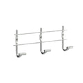 Perchero de pared de acero inoxidable con barra doble y 3 ganchos