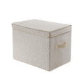 Caja de almacenamiento de tela con tapa y manijas, color beige