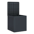Caja de almacenamiento con tapa abatible de resina, color gris oscuro